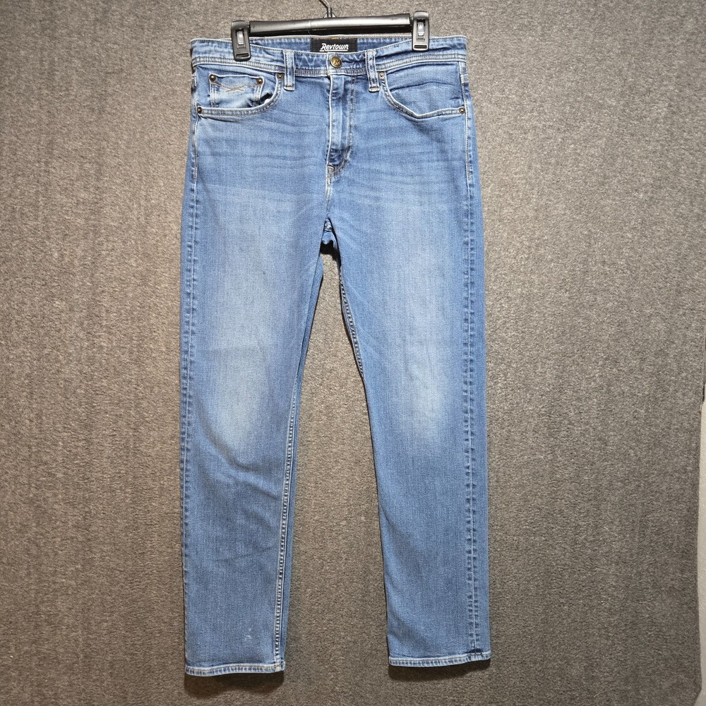 Revtown Sharp Jeans Mens 33X32 (Meas. 32x30) Light Wash Slim Fit Straight Leg